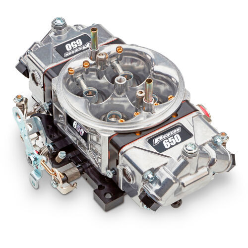 Carburetor - Race Series Drag Racing - 4-Barrel - 650 CFM - Square Bore - No Choke - Mechanical Secondary - Dual Inlet - Aluminum - Black Anodized / Tumble Polished - Alcohol - Each