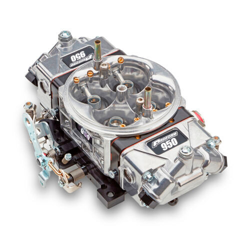 Carburetor - Race Series Drag Racing - 950 CFM - Square Bore - No Choke - Mechanical Secondary - Dual Inlet - Aluminum - Black Anodized / Tumble Polished - Alcohol - Each