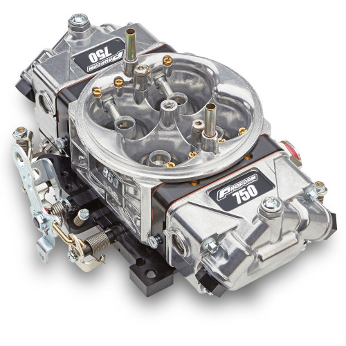 Carburetor - Circle Track Race Series - 4-Barrel - 750 CFM - Square Bore - No Choke - Mechanical Secondary - Dual Inlet - Aluminum - Black Anodized / Tumble Polished - Each