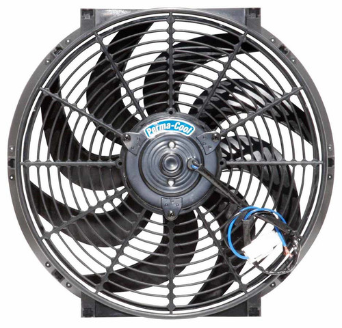Electric Cooling Fan - Standard - 14 in Fan - Puller - 1850 CFM - 12V - Curved Blade - 14.75 x 14 in - 2.75 in Thick - Plastic - Each