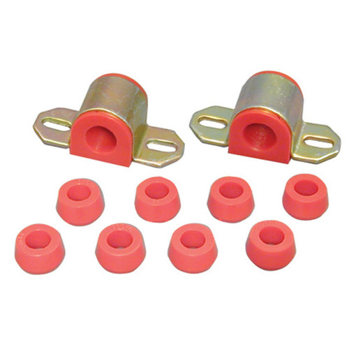 Sway Bar Bushing - Front - Non-Greasable - 0.875 in Bar - Polyurethane / Steel - Red / Cadmium - Jeep 1976-86 - Kit