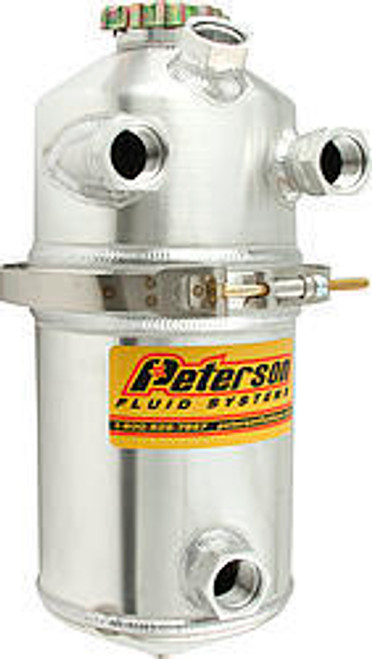 Oil Tank - Dry Sump - 6 qt - 15.5 in Tall - 6 in OD - 12 AN Female O-Ring Inlets - 12 AN Female O-Ring Outlet - 12 AN O-Ring Breather Port - Aluminum - Natural - Each