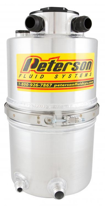 Oil Tank - Dry Sump - 20 qt - 21.875 in Tall - 9 in OD - 16 AN Male O-Ring Inlet - 16 AN Male O-Ring Outlet - Integral Breather - Filter - Aluminum - Natural - Each