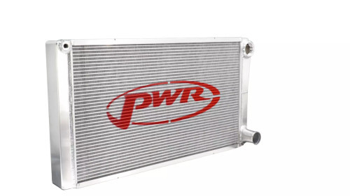 Radiator - 27.5 in W x 15 in H x 2.56 in D - Dual Pass - Passenger Side Inlet - Passenger Side Outlet - Aluminum - Natural - Each