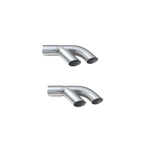 Exhaust Tip - Trans AM Splitters - Slip-On - 3 in Inlet - Dual 3 in Round Outlets - 10.75 in Long - Single Wall - Cut Edge - Angled Cut - Stainless - Polished - Pair Exhaust Tip - Trans AM Splitters - Slip-On - 3 in Inlet - Dual 3 in Round Outlets - 10.75 in Long - Single Wall - Cut Edge - Angled Cut - Stainless - Polished - Pair