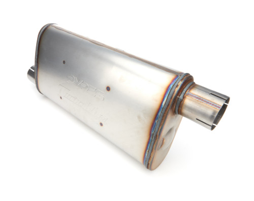 Muffler - Turbo Pro - 2.5 in Offset Inlet - 2.5 in Offset Outlet - 9.5 x 4.5 in Oval Body - 18 in Long - Stainless - Natural - Each