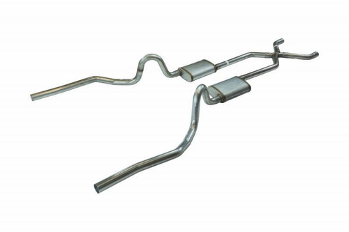 Exhaust System - Header-Back - 2.5 in Diameter - 2.5 in Tips - Stainless - Natural - GM A-Body 1968-72 - Kit
