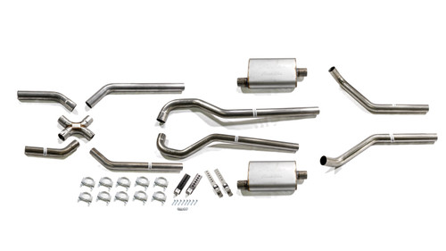 Exhaust System - Street Pro X-Pipe System - Header-Back - 2.5 in Diameter - 2.5 in Tips - Stainless - GM Fullsize Truck 1967-74 - Kit