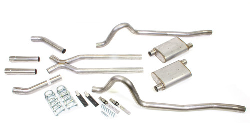 Exhaust System - Street Pro X-Pipe System - Header-Back - 2.5 in Diameter - 2.5 in Tips - Stainless - Mopar A-Body 1967-74 - Kit