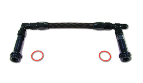 Carburetor Fuel Line - Q-Series - 6 AN Male Inlet - Dual 7/8-20 in Male Outlets - Braided Nylon Hose - Black - Holley 4150 / Quick Fuel Q Series - Kit