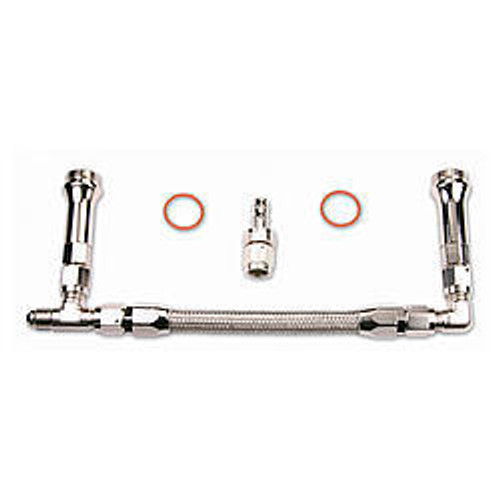 Carburetor Fuel Line - 6 AN Male Inlet - Dual 7/8-20 in Male Outlets - Fitting Included - Braided Stainless - Quick Fuel SS Carburetors - Kit