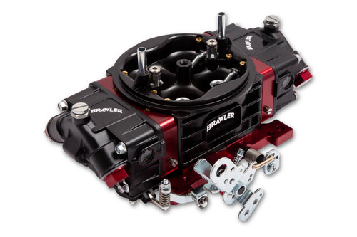 Carburetor - Brawler Street - Model 4150 - 4-Barrel - 850 CFM - Square Bore - No Choke - Mechanical Secondary - Dual Inlet - Aluminum - Black / Red Anodized - Each