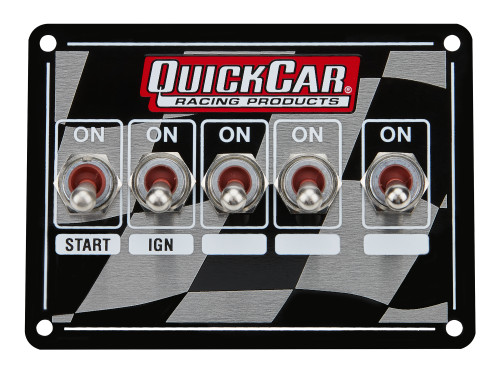 Switch Panel - Dash Mount - 4.125 x 3 in - 4 Toggles / 1 Momentary Toggle - Checkered - Dual Distributor Pickups - Each