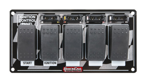 Switch Panel - Dash Mount - 7 x 3.5 in - 4 Rockers / 1 Momentary Rocker - Fused - Checkered - Each