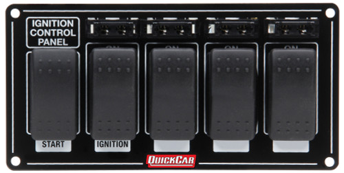 Switch Panel - Dash Mount - 7 x 3.5 in - 4 Rockers / 1 Momentary Rocker - Fused - Black - Each