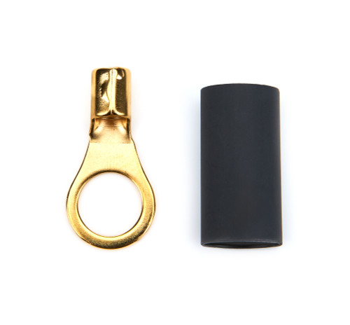 Ring Terminal - 10-8 Gauge Wire - 3/8 in Hole - Heat Shrink Included - Copper - Pair
