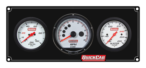 Gauge Panel Assembly - Extreme - Oil Pressure / Water Temperature / Tachometer - White Face - Aluminum - Black Anodized - Kit
