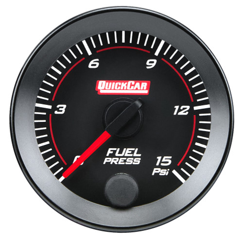 Fuel Pressure Gauge - Redline - 0-15 psi - Electric - Analog - Full Sweep - 2-1/16 in Diameter - Black Face - Each