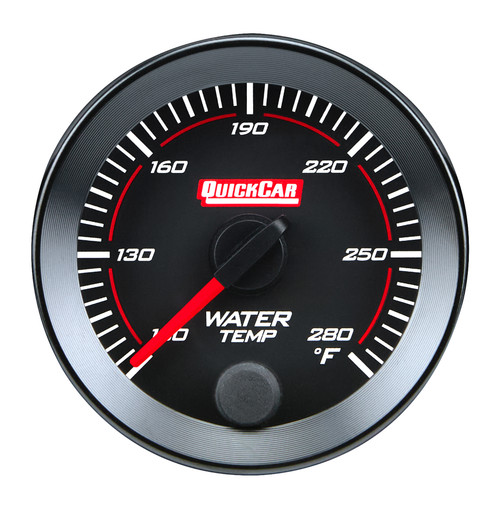 Water Temperature Gauge - Redline - 100-280 Degree F - Electric - Analog - Full Sweep - 2-1/16 in Diameter - Black Face - Each