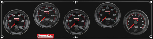 Gauge Panel Assembly - Redline - Oil Pressure / Water Temperature / Fuel Pressure / Water Pressure / Tachometer - 0-100 psi Fuel Pressure - Black Face - Aluminum - Black Anodized - Kit Gauge Panel Assembly - Redline - Oil Pressure / Water Temperature / Fuel Pressure / Water Pressure / Tachometer - 0-100 psi Fuel Pressure - Black Face - Aluminum - Black Anodized - Kit