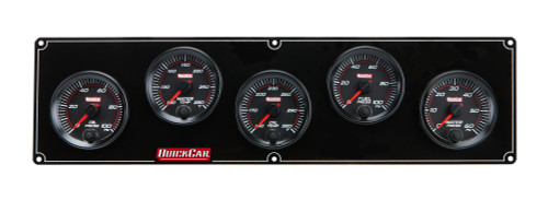 Gauge Panel Assembly - Redline - Oil Pressure / Water Temperature / Oil Temperature / Fuel Pressure / Water Pressure - 0-100 psi Fuel Pressure - Black Face - Aluminum - Black Anodized - Kit
