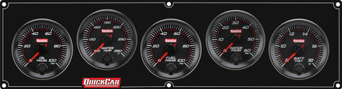 Gauge Panel Assembly - Redline - Oil Pressure / Water Temperature / Fuel Pressure / Water Pressure / Voltmeter - 0-100 psi Fuel Pressure - Black Face - Aluminum - Black Anodized - Kit