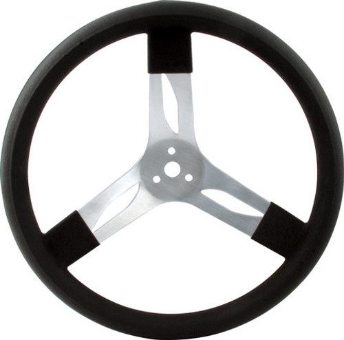 Steering Wheel - 17 in Diameter - 2.5 in Dish - 3-Spoke - Black Rubberized Grip - Aluminum - Natural - Each