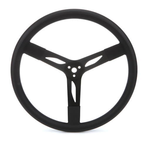 Steering Wheel - 17 in Diameter - 2.5 in Dish - 3-Spoke - Black Rubberized Grip - Steel - Black Paint - Each