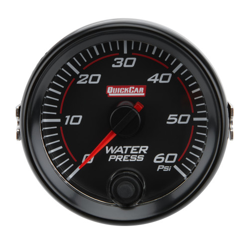 Water Pressure Gauge - Redline - 0-60 psi - Electric - Analog - Full Sweep - 2-5/8 in Diameter - Black Face - Each