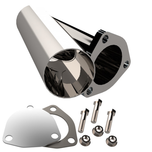 Exhaust Cut-Out - Weld-On - Single - 2.5 in Pipe Diameter - Blockoff Plates / Hardware Included - Stainless - Polished - Kit