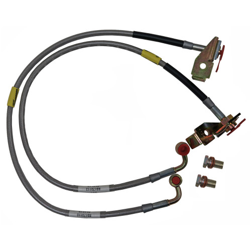 Brake Hose - Rockgear - Front - 24.5 in Long - Braided Stainless - Jeep Wrangler JK 2007-16 - Pair
