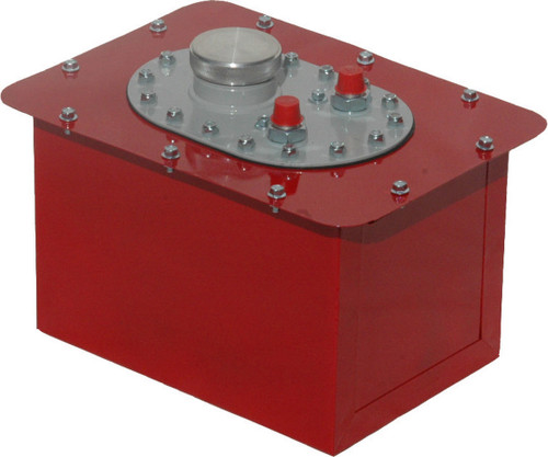 Fuel Cell - Circle Track - 3 gal - 8 in Wide x 12.5 in Deep x 9 in Tall - 8 AN Male Outlet - 8 AN Male Vent - Steel - Red Powder Coat - Each