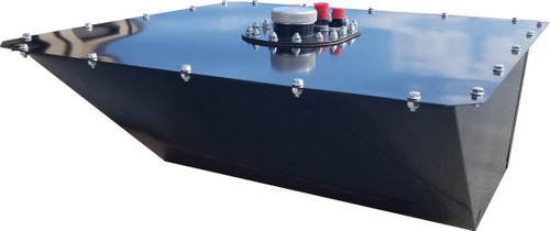 Fuel Cell and Can - Circle Track - Wedge - 16 gal - 24.5 in Wide x 24.5 in Deep x 12 in Tall - 10 AN Male Outlet - 8 AN Male Return - 8 AN Male Vent - Steel - Black Powder Coat - Each Fuel Cell and Can - Circle Track - Wedge - 16 gal - 24.5 in Wide x 24.5 in Deep x 12 in Tall - 10 AN Male Outlet - 8 AN Male Return - 8 AN Male Vent - Steel - Black Powder Coat - Each