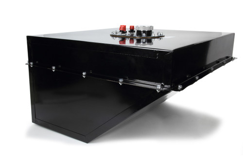 Fuel Cell and Can - Circle Track - SFI 28.3 - Wedge - 22 gal - 24.5 in Wide x 24.5 in Deep x 15 in Tall - 10 AN Male Outlet - 8 AN Male Return - 8 AN Male Vent - Foam - Steel - Black Powder Coat - Each