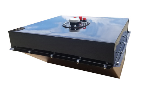 Fuel Cell and Can - Circle Track - Wedge - 26 gal - 24.5 in Wide x 24.5 in Deep x 17 in Tall - 10 AN Male Outlet - 8 AN Male Return - 8 AN Male Vent - Steel - Black Powder Coat - Each