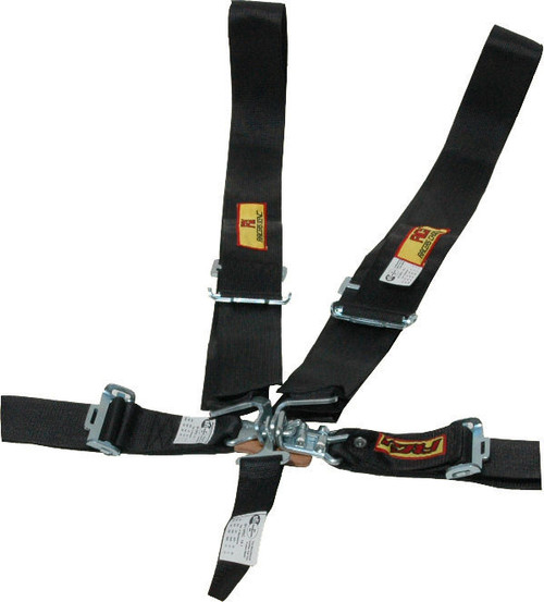 Harness - 5 Point - Latch and Link - SFI 16.1 - Pull Up Adjust - Bolt-In / Wrap Around - Individual Harness - Black - Dragster - Kit
