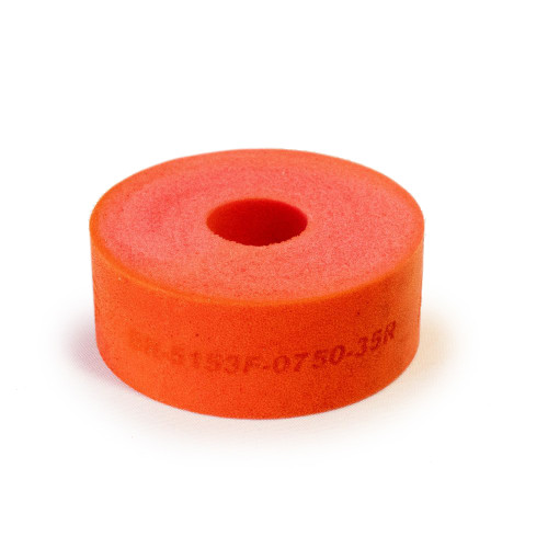 Bump Stop - 5150 Series - Puck - 2 in OD - 0.5 in ID - 0.75 in Tall - Soft - 35 Durometer - Foam - Red - Each Bump Stop - 5150 Series - Puck - 2 in OD - 0.5 in ID - 0.75 in Tall - Soft - 35 Durometer - Foam - Red - Each