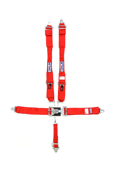 Harness - 5 Point - Latch and Link - SFI 16.1 - 38 in Length - Pull Down Adjust - Bolt-In / Wrap Around - Individual Harness - Red - Kit