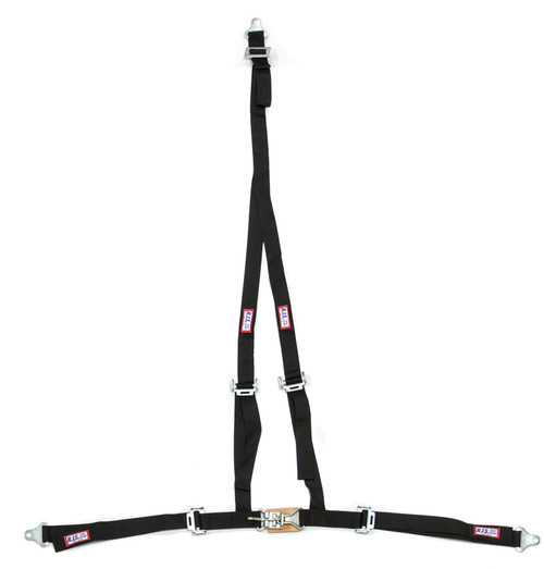 Harness - Buggy Belt - 4 Point - Latch and Link - Pull Down Adjust - Bolt-In / Wrap Around - V-Type Harness - Black - Kit