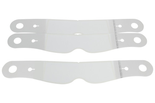 Helmet Shield Tear Off - Perimeter Seal - 2 mm Thick - 11.5 in Center to Center - Nose Notch - Plastic - Clear - Simpson Helmets - Set of 30