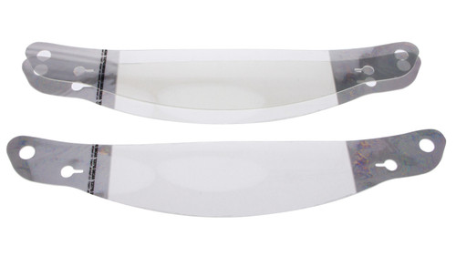Helmet Shield Tear Off - Xstack 10 - 2 mm Thick - 12.75 in Center to Center - Plastic - Clear - Arai GP6 / SK-6 Helmets - Set of 30