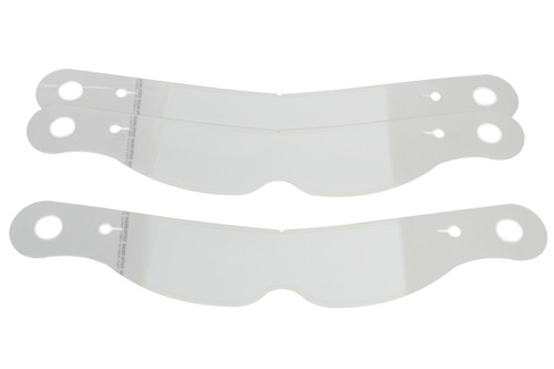 Helmet Shield Tear Off - Perimeter Seal - 2 mm Thick - 11.5 in Center to Center - Nose Notch - Plastic - Clear - Impact Helmets - Set of 30