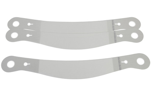 Helmet Shield Tear Off - Xstack 10 - 2 mm Thick - 12.875 in Center to Center - Plastic - Clear - Bell Helmets - Set of 30