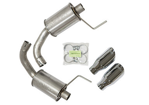 Exhaust System - Axle-Back - 2.5 in Tailpipe - 4 in Polished Tips - Stainless - Polished - Ford Coyote - Ford Mustang 2015-17 - Kit