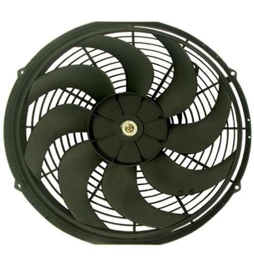Electric Cooling Fan - 16 in Fan - Push / Pull - 2500 CFM - 12V - Curved Blade - 15.75 x 16.25 in - 3 in Thick - Plastic - Kit