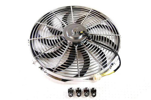 Electric Cooling Fan - 16 in Fan - Push / Pull - 2300 CFM - 12V - Curved Blade - 16 x 18 in - 3.25 in Thick - Plastic - Kit