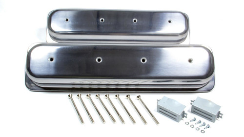Valve Cover - Short - 2.563 in Height - Baffled - Grommets / Hardware Included - Aluminum - Polished - Center Bolt - Small Block Chevy - Pair