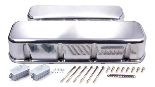 Valve Cover - Tall - 3.688 in Height - Baffled - Hardware Included - Aluminum - Polished - Big Block Chevy - Pair