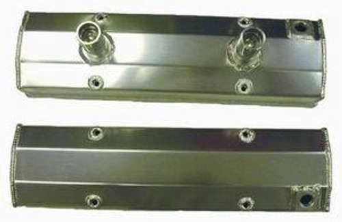Valve Cover - Tall - 3.625 in Height - Breather Tubes - Aluminum - Satin - Circle Track - Small Block Chevy - Pair