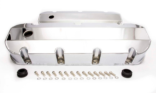Valve Cover - Tall - 3.5 in Height - Breather Holes - Hardware Included - Fabricated Aluminum - Chrome - Short Bolt - Big Block Chevy - Pair